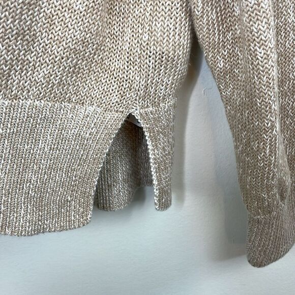 J. Crew Tan Crew Neck Sweater with Ribbed Detailing size Medium linen blend - Picture 5 of 13